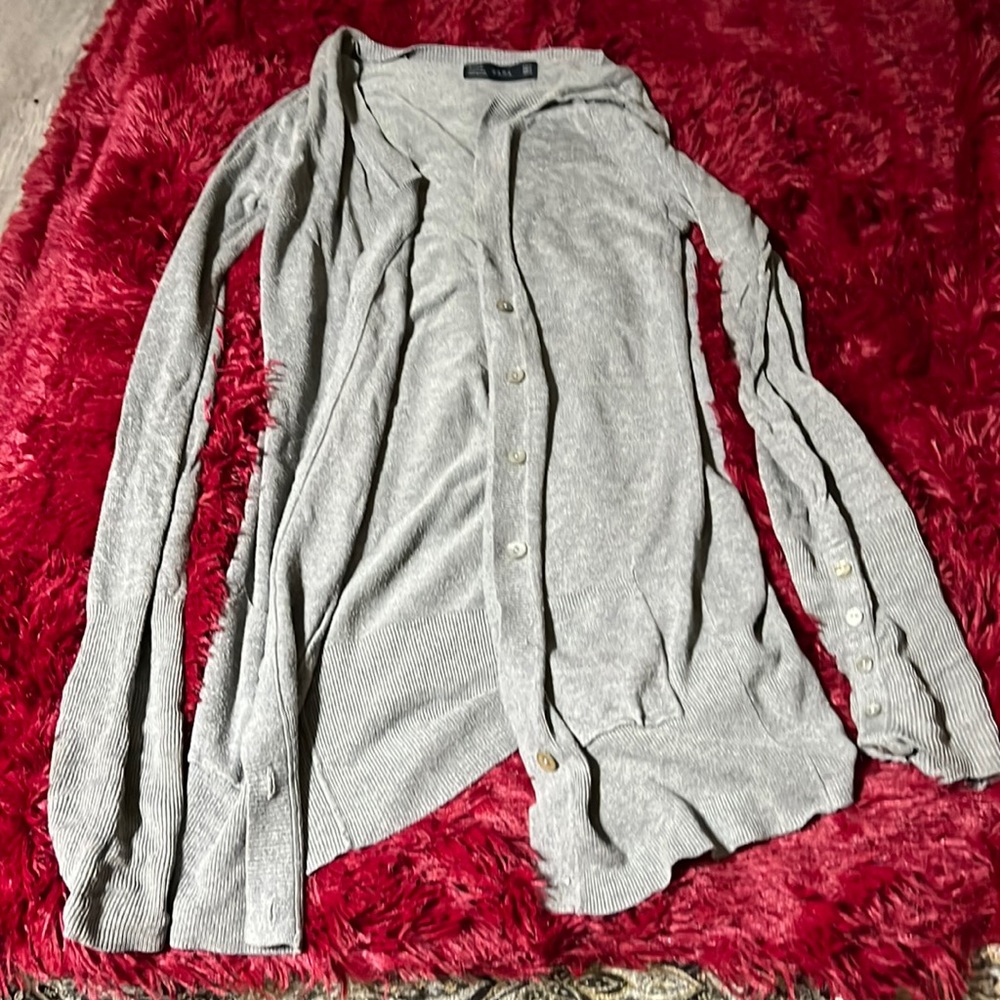 Zara brand gray long cardigan medium